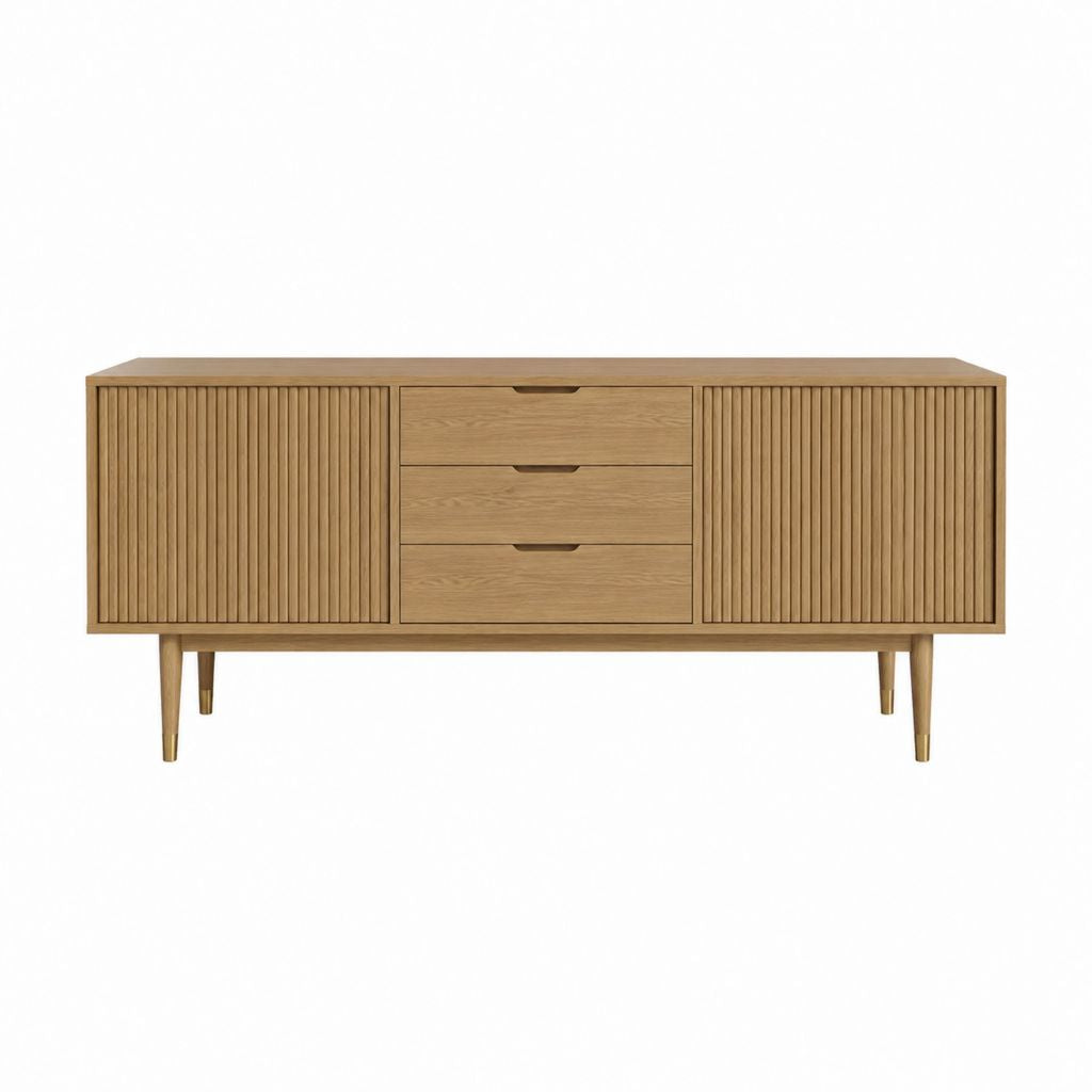 Meuble TV en chêne naturel à 2 portes et 3 tiroirs 180 x 40 x 75 cm