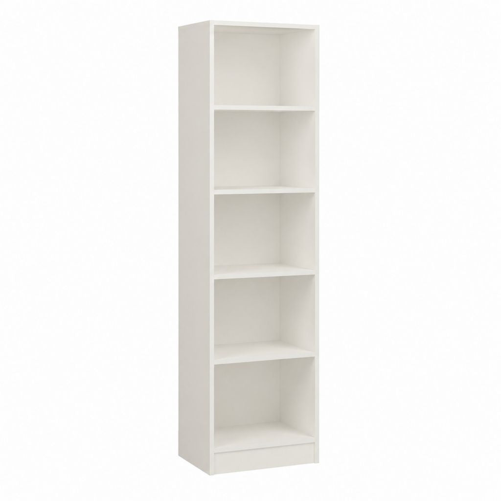 Bibliothèque étagère 5 niveaux blanche en panneau de particules mélaminé 180 x 40 x 30 cm