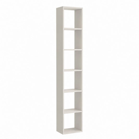 Bibliothèque colonne blanche en panneaux de particules mélaminés 30 x 30 x 180 cm avec 6 niches