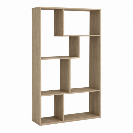 Bibliothèque étagère ouverte chêne clair en panneaux de particules 80 x 30 x 140 cm